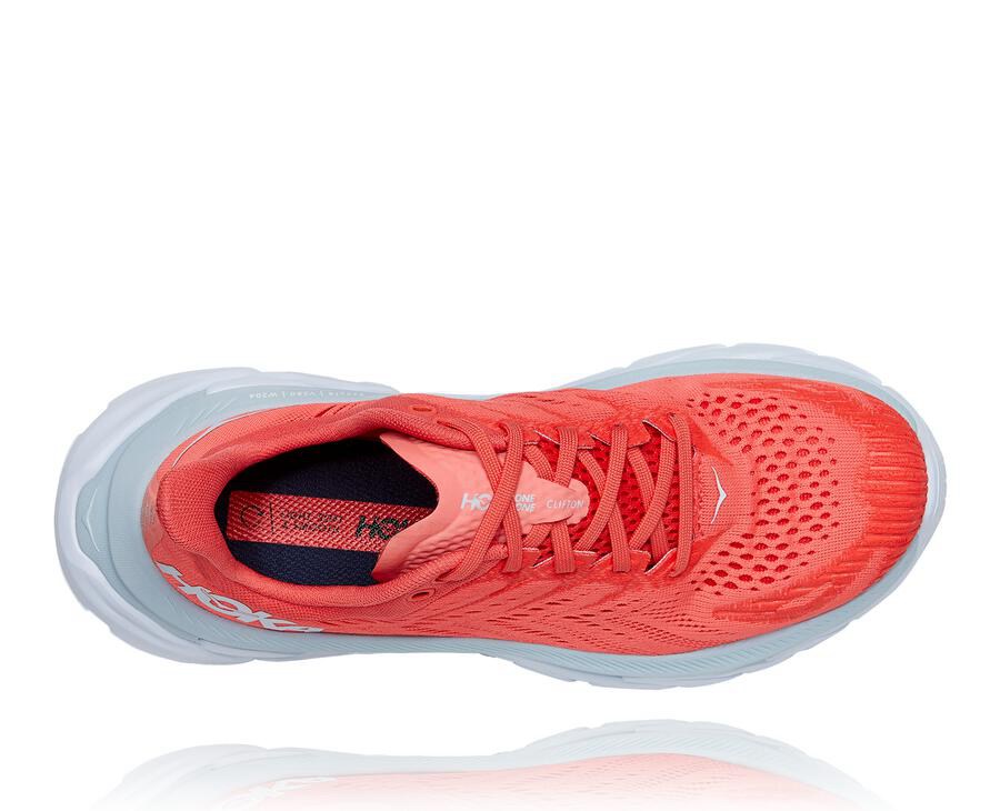 Running Shoes Womens - Hoka One One Clifton Edge - Red/White - UTVKFDP-15